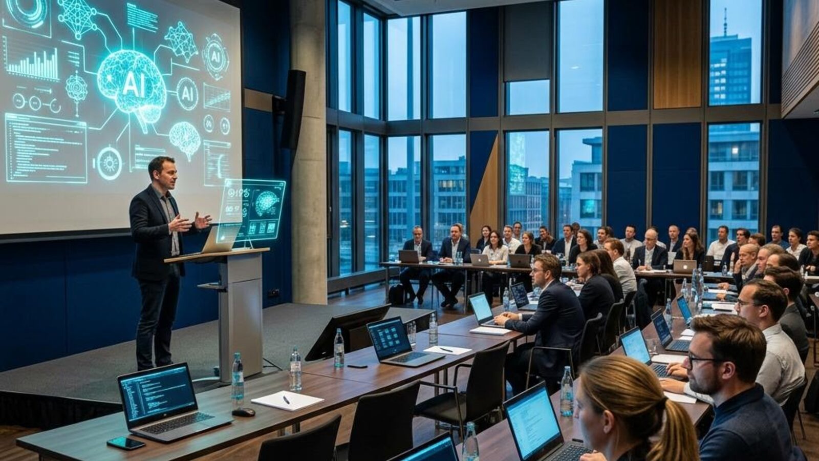 KI-Workshop für Unternehmen: Team lernt in einer KI-Schulung den praktischen Umgang mit KI-Tools